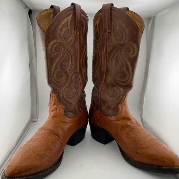 Vintage Tony Lama Exotic Ostrich Quill Western Cowboy Boots 8 D Made in USA - Picture 13 of 14